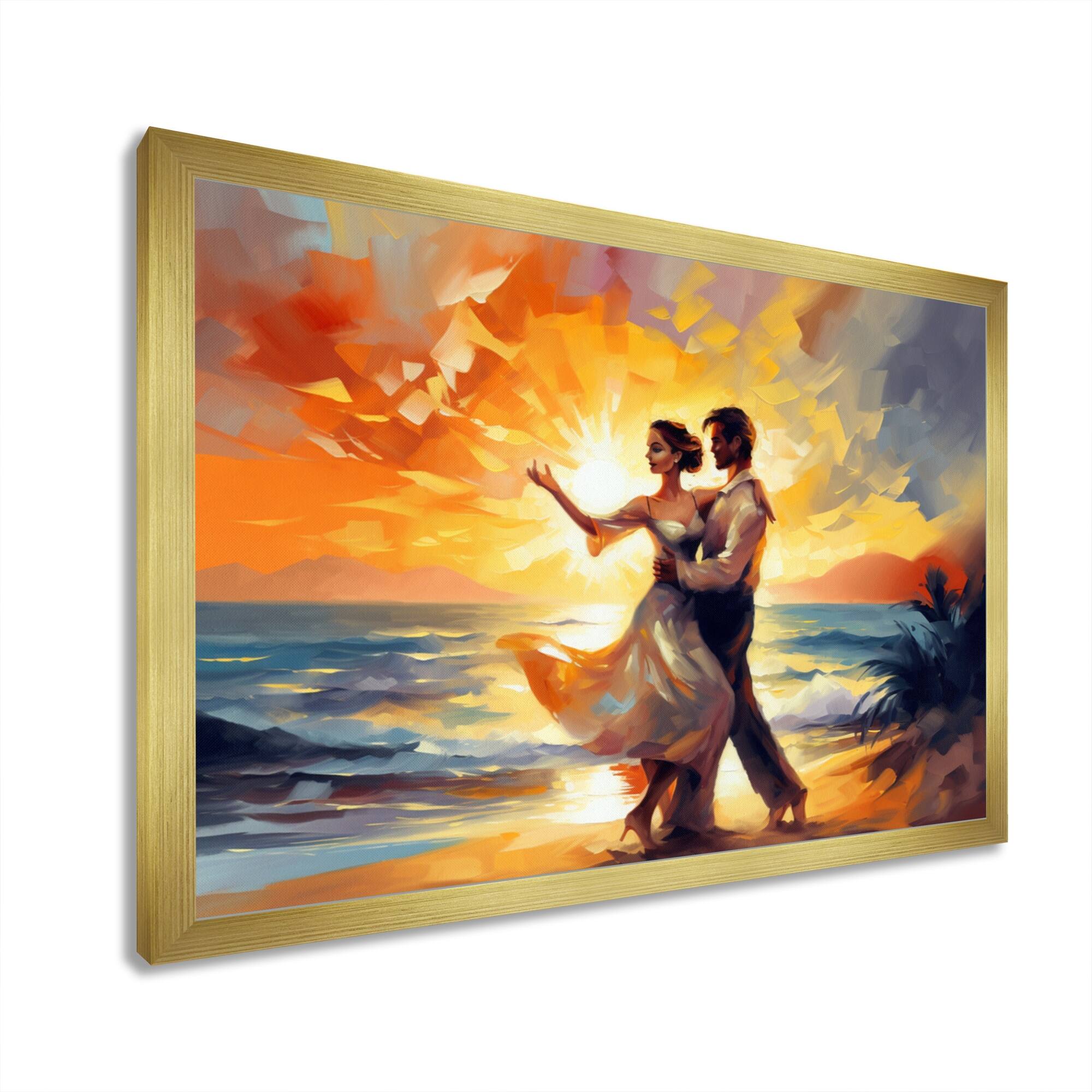 Designart "Colorful Bolero Couple Dancing Iii" Romantic Framed Wall Art